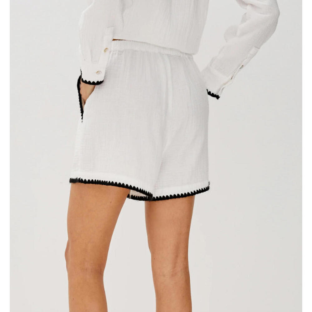 Rails X LSPACE Sunny Shorts in Black Blanket Stitch Gauzy White size S $138msrp - Picture 2 of 6
